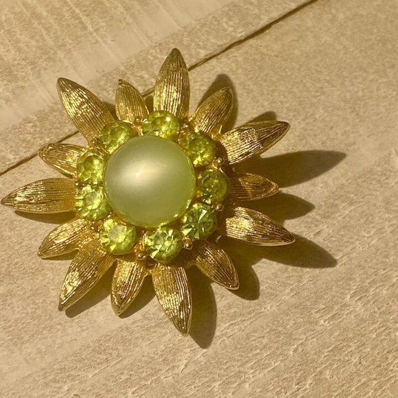 CORO Vintage Chic Signed Gold Tone Flower Rhinestone Clip Back Earrings Classic - Picture 3 of 10